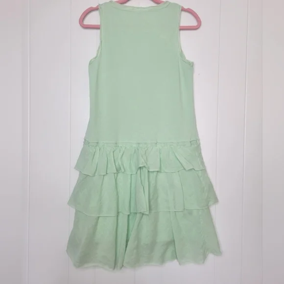 🌸 $10 SALE J. Crew Mint Green Tiered Ruffle Hem Tank Dress Cotton Summer 09 SM - Picture 9 of 15